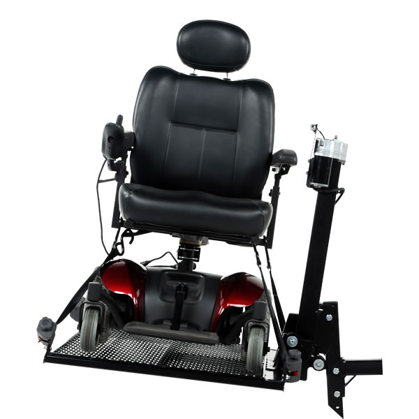 Our Auto Power Chair 350 lift works with both class II and class III trailer hitches.