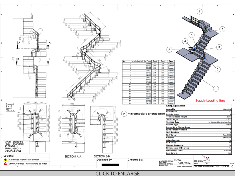 Curved Stair Lift Cad Drawing Example